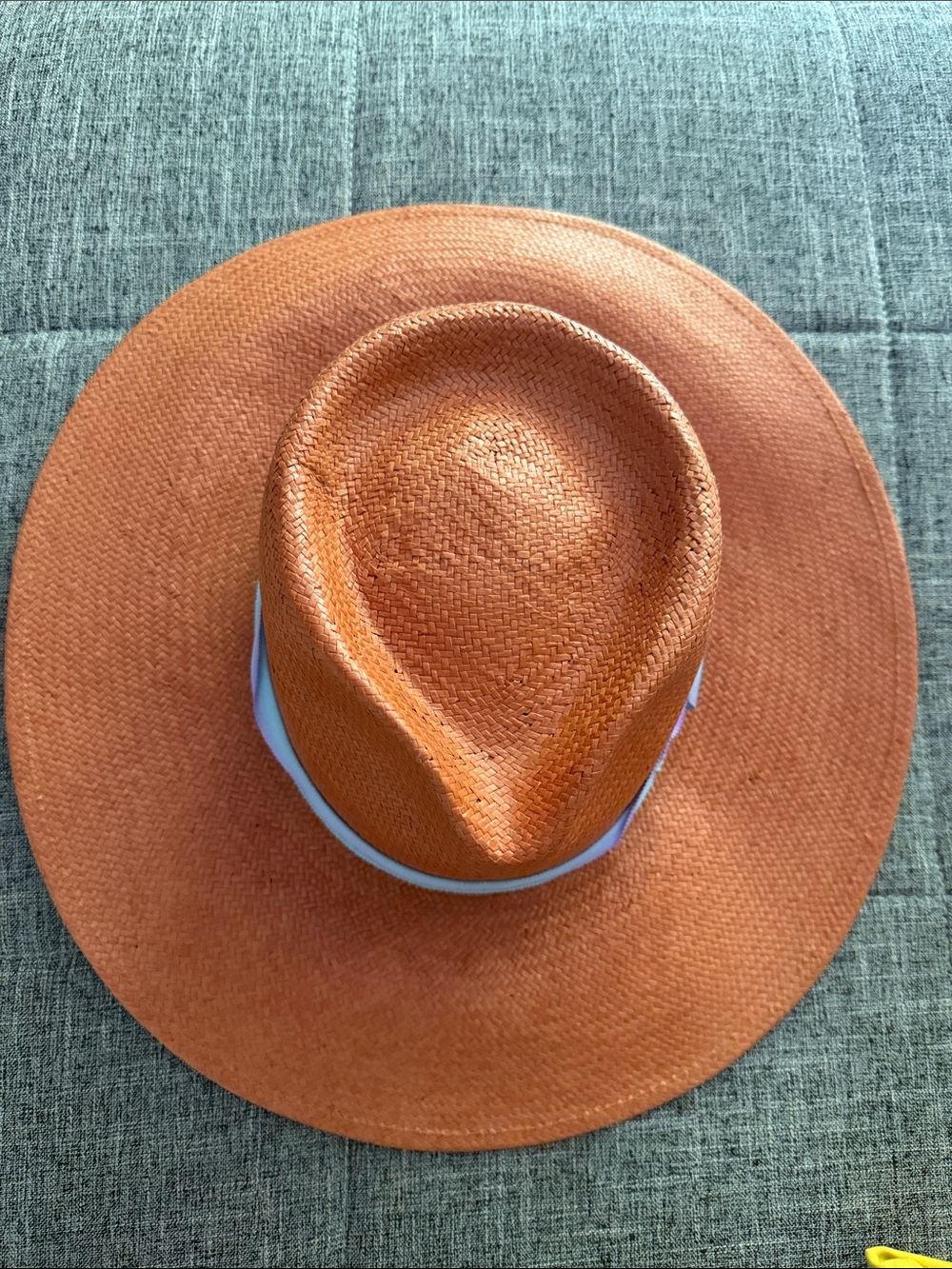 Orange Straw Fedora Hat with Light Band
